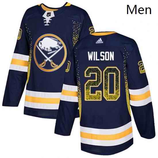 Mens Adidas Buffalo Sabres 20 Scott Wilson Authentic Navy Blue Drift Fashion NHL Jersey